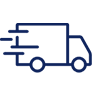 Navy blue silhouettes of two mirrored cats sitting upright, facing outward, with tails curled inward.