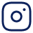 Instagram logo, consisting of a simple outline of a camera with a circle in the center on a square base. The icon is navy blue.