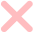 A large pink X symbol displayed on a white background.