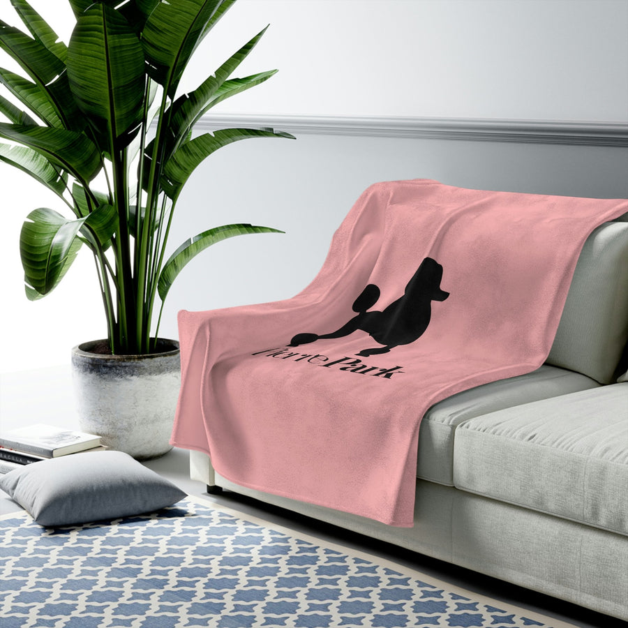 Pink Poodle Dreams Blanket - On Sofa